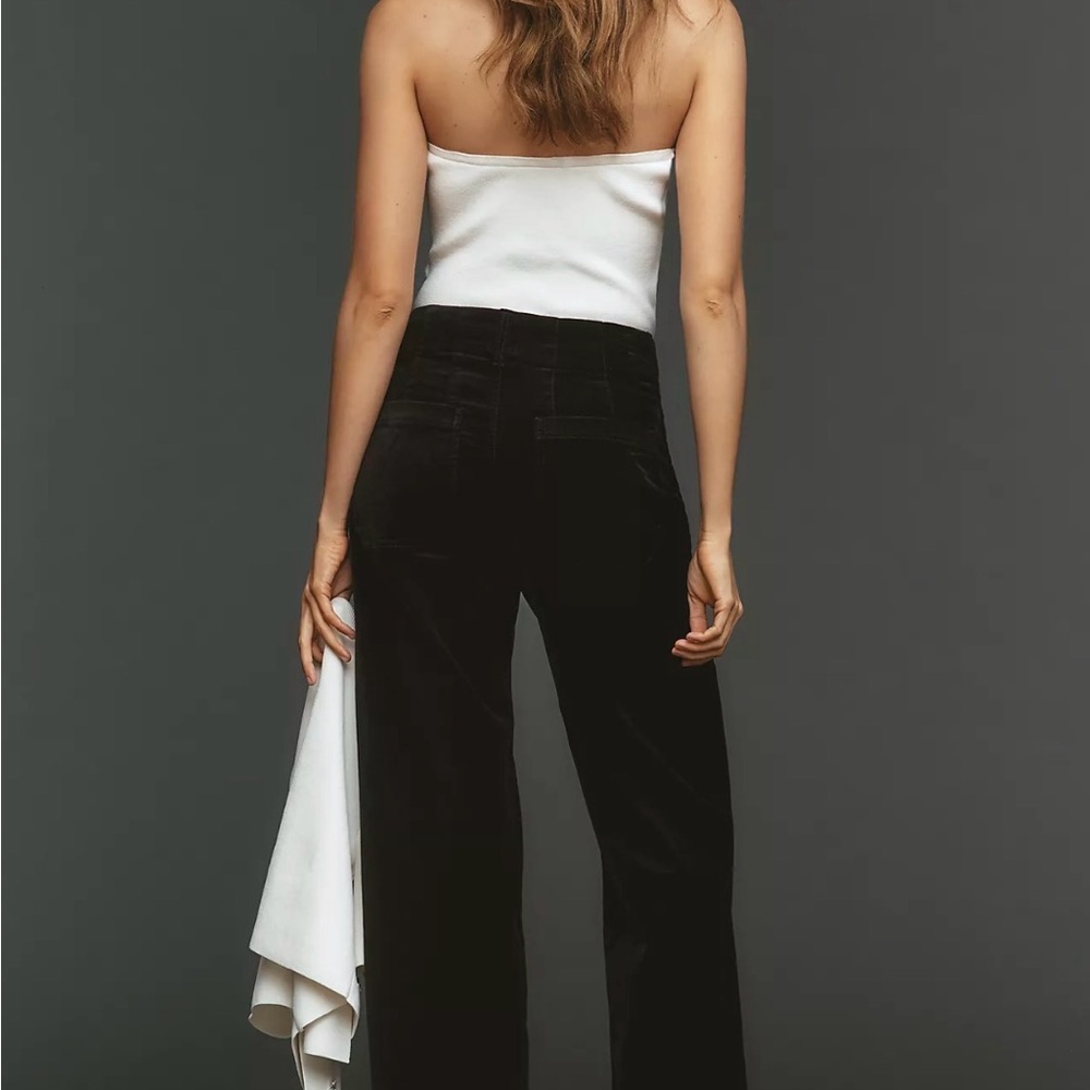 Anthropologie Black Velvet Collette Full Length Pant Size 26 - Picture 3 of 9